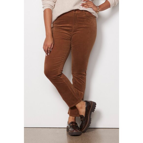 New 7 For All Mankind High Waist Slim Kick Bootcut Flare Crop Velvet Suede Pants - Picture 1 of 14